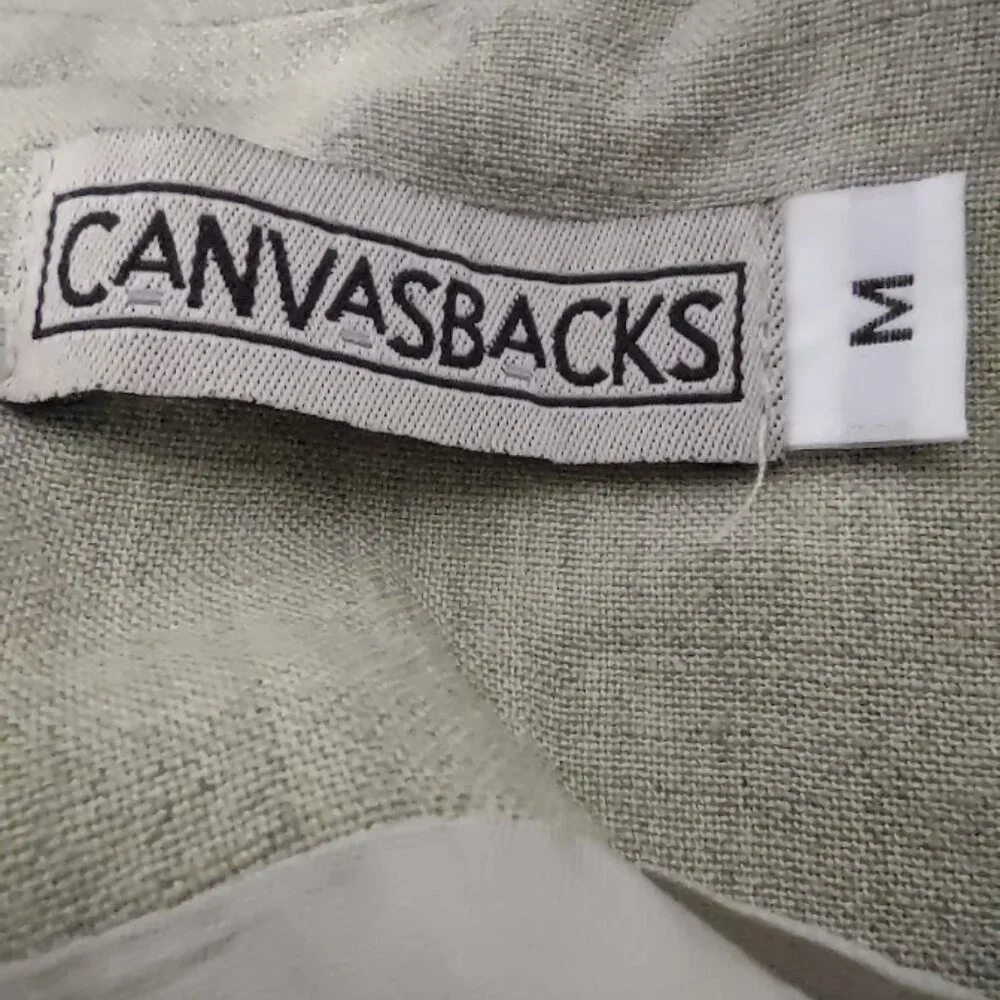 CANVASBACKS SOFT GREEN LINEN RAYON SILK JACKET BLOCK PRINT AND FLORAL90S SIZE M